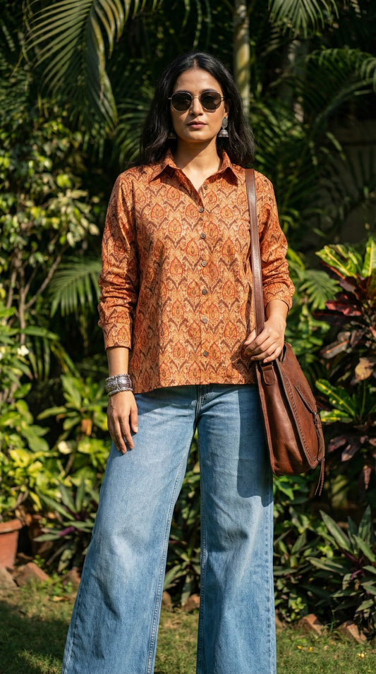 Pure Linen Collar Shirt - Full Sleeves
