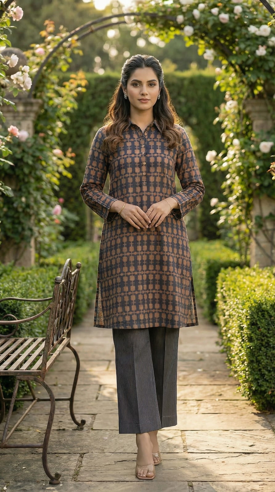 Pure Linen Silk Kurta Pant Set
