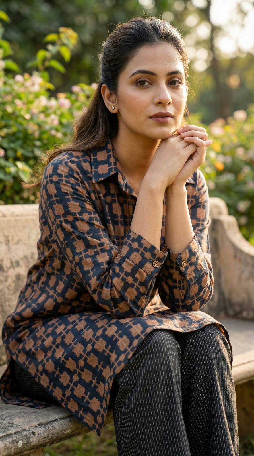 Pure Linen Silk Kurta Pant Set