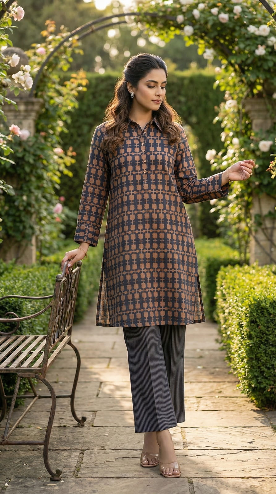 Pure Linen Silk Kurta Pant Set