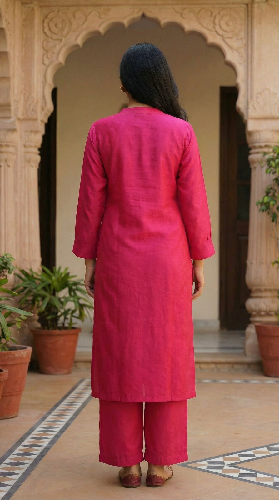 Dola Silk Kurta Set - Pink