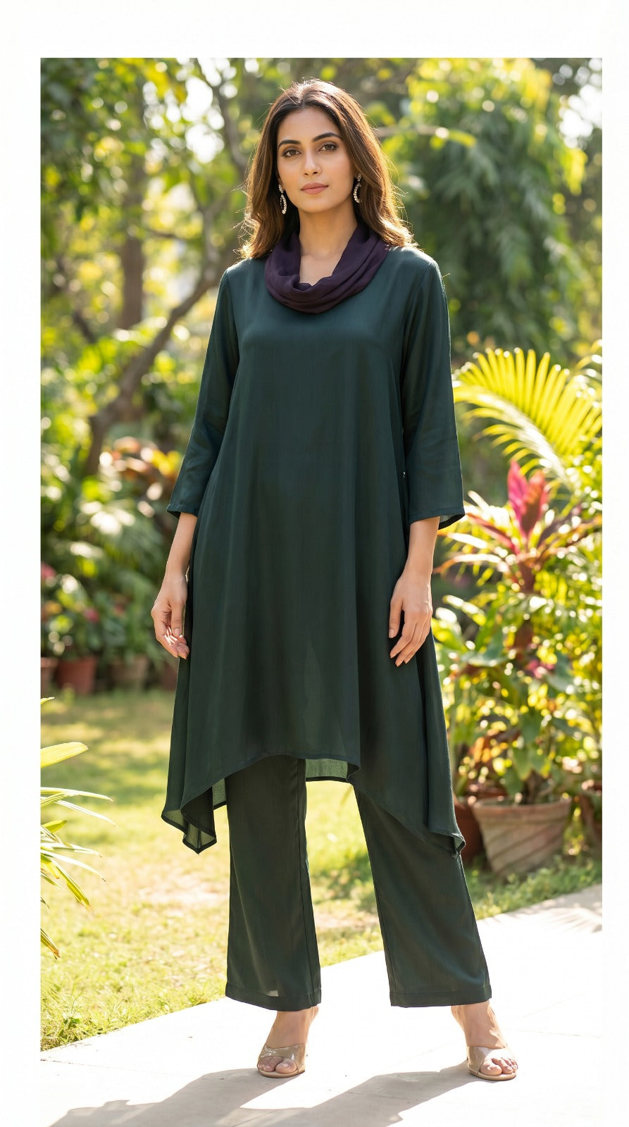 Cowl Neck Co-ord Set - Green