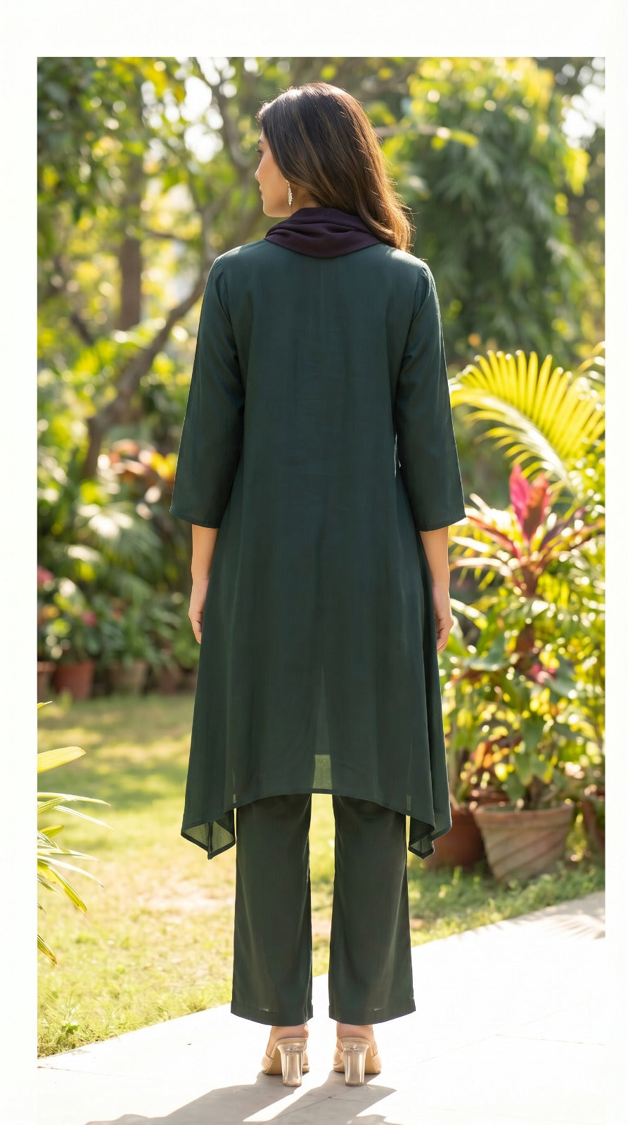 Cowl Neck Co-ord Set - Green