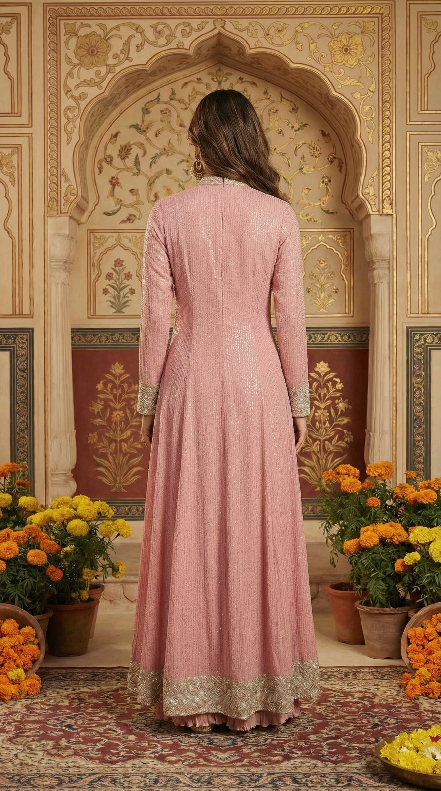 Rose Petal Georgette Anarkali Set