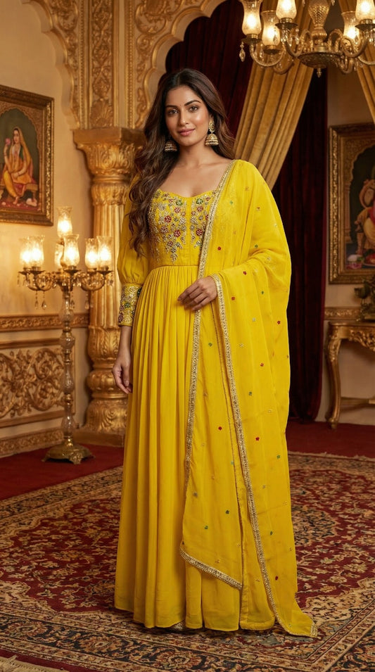 Sunshine Bloom Yellow Anarkali Set