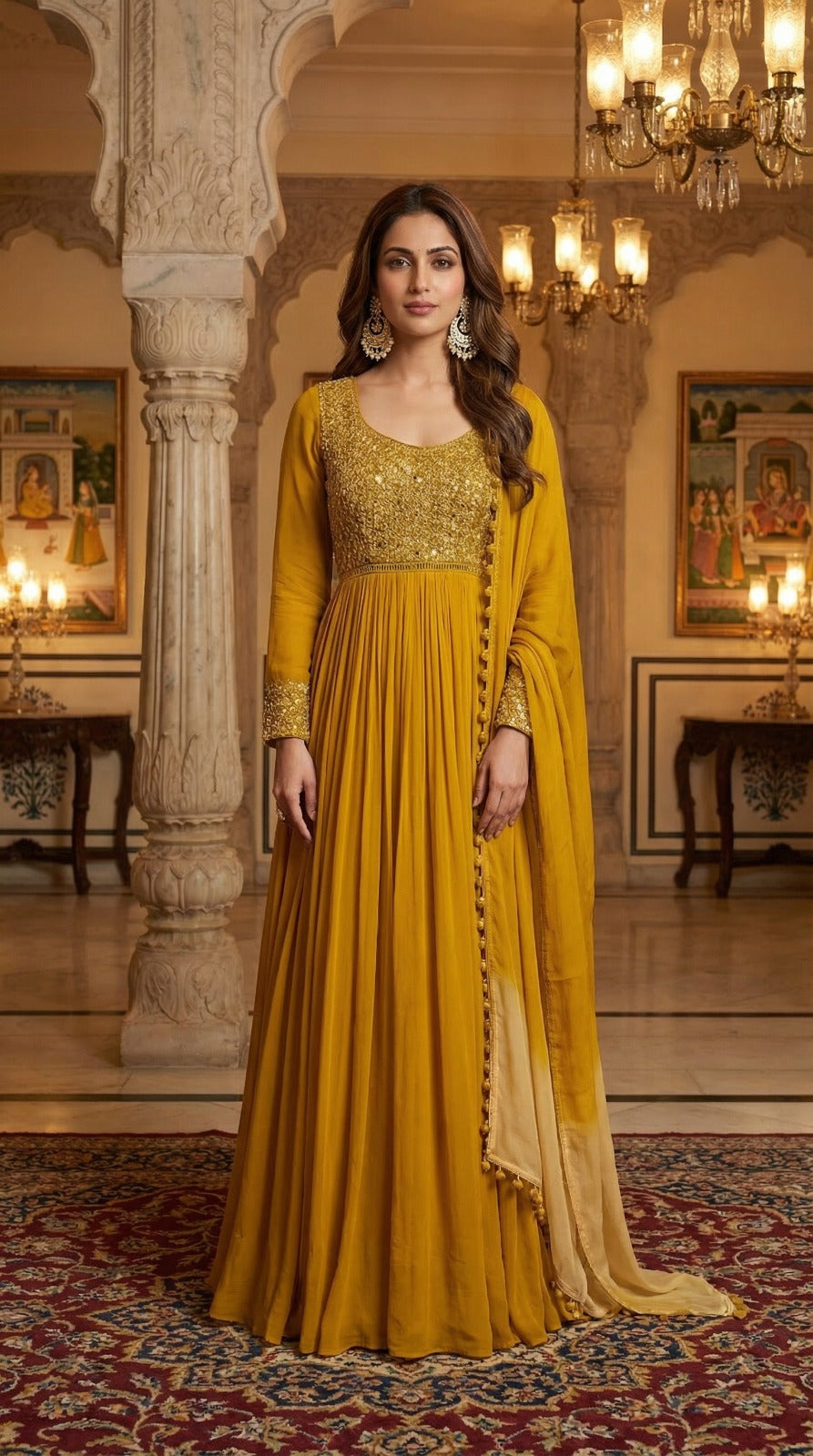 Royal Mustard Festive Anarkali Set