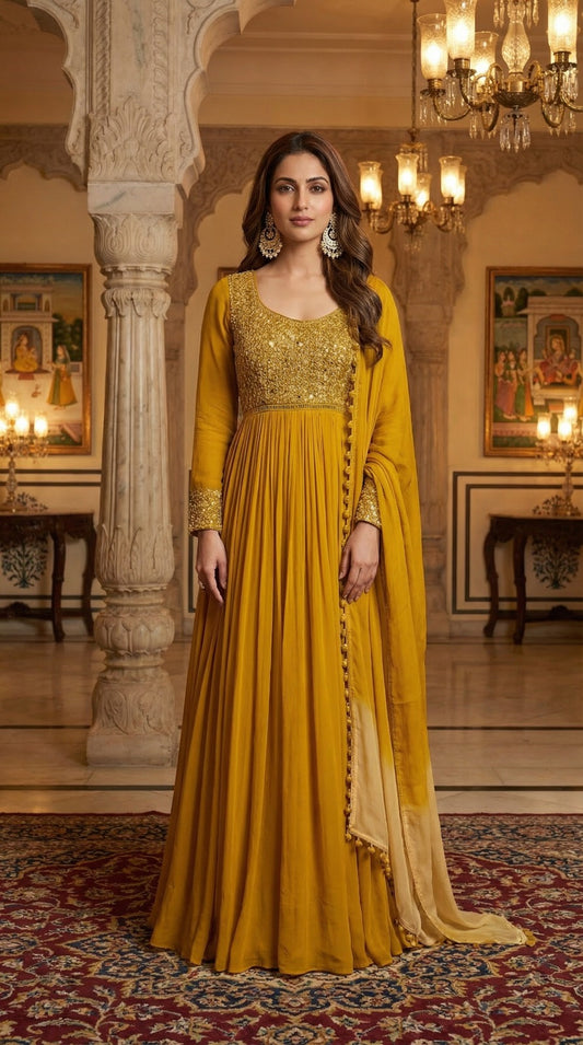Royal Mustard Festive Anarkali Set