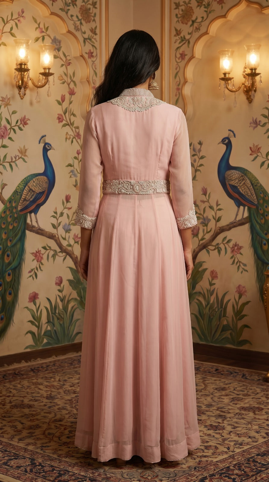Blush Pink Embroidered Palazzo Set