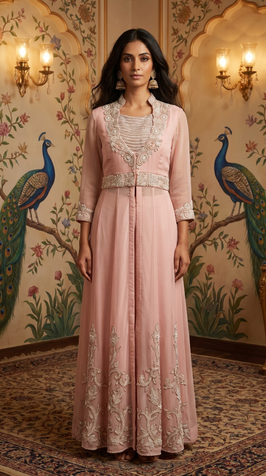Blush Pink Embroidered Palazzo Set