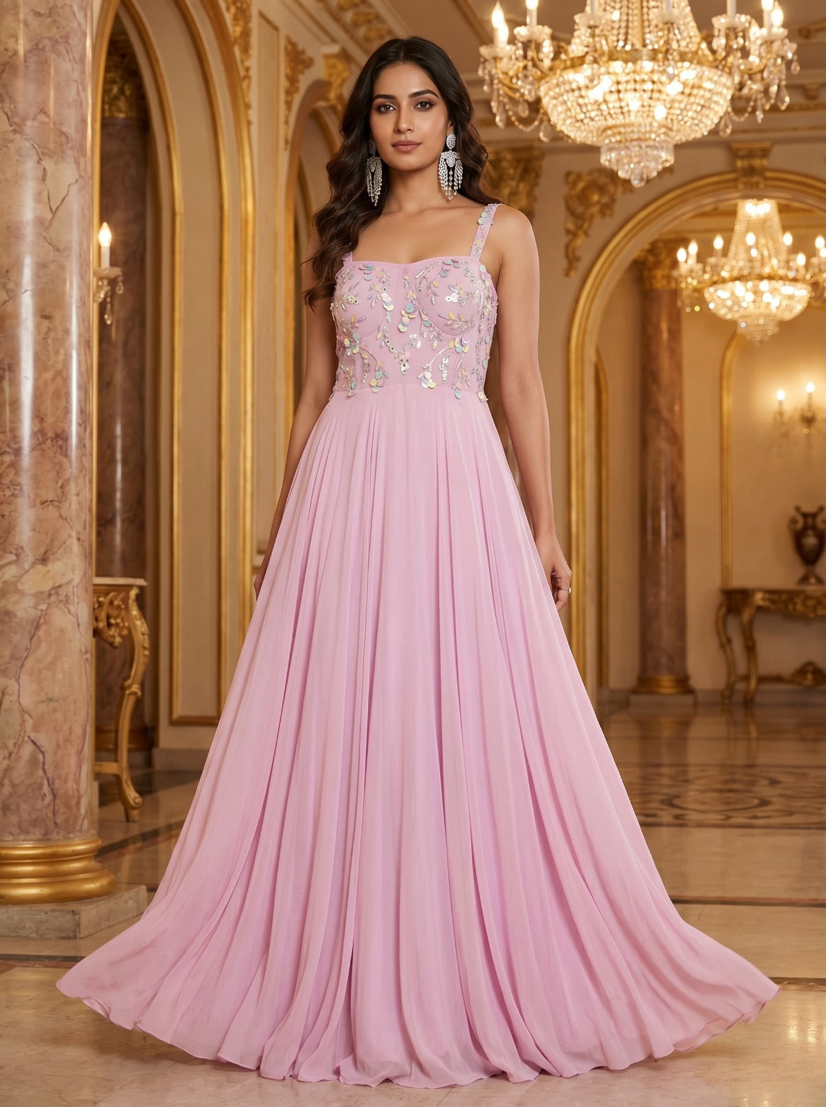 Rose Mist Embroidered Gown