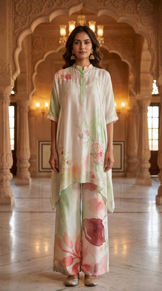 Blush Meadow Premium Crepe Silk Co-ord Set