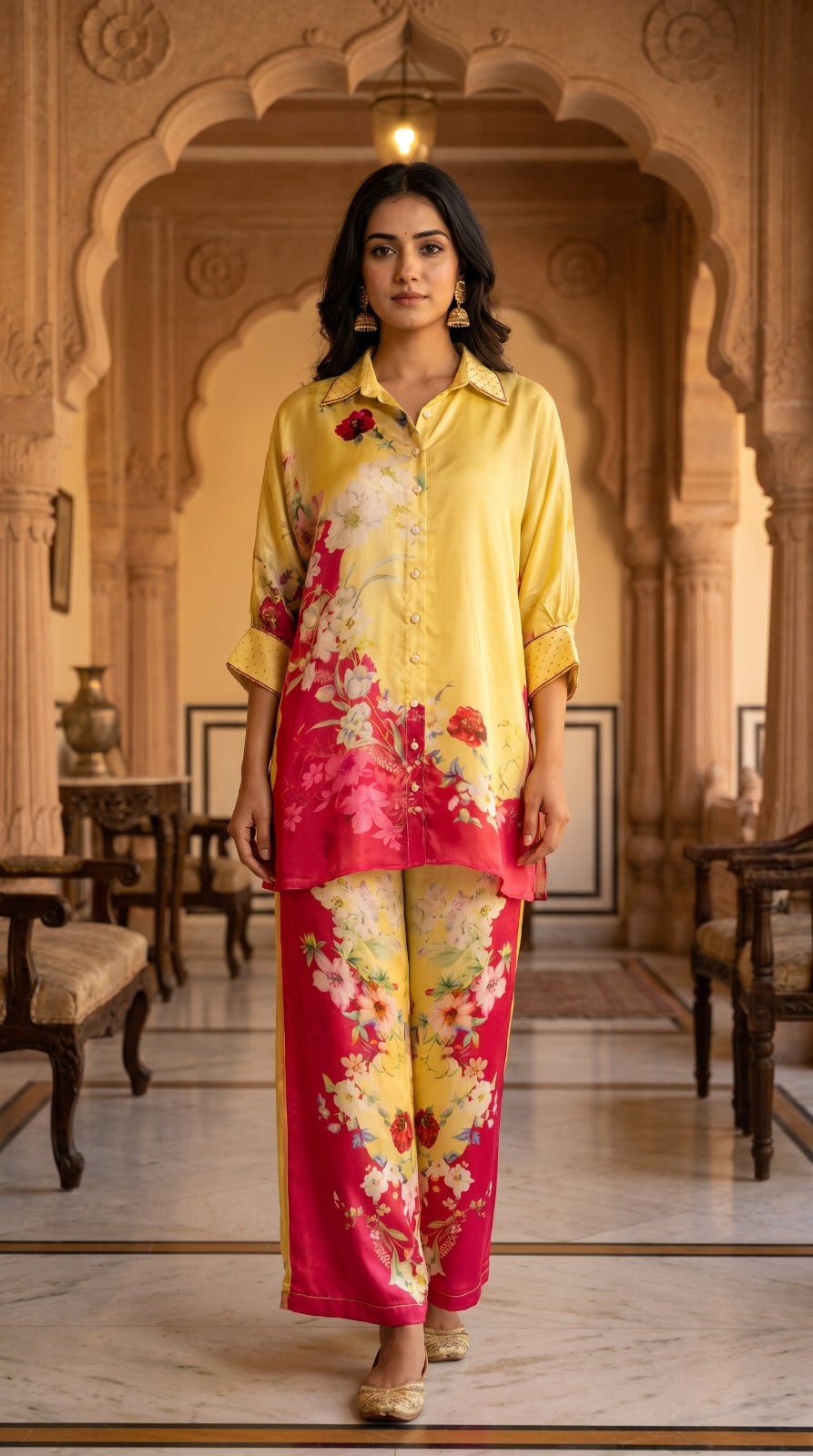 Sunlit Bloom Crepe Silk Co-ord Set