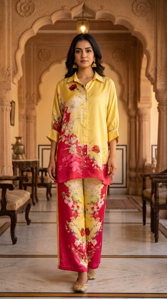 Sunlit Bloom Crepe Silk Co-ord Set