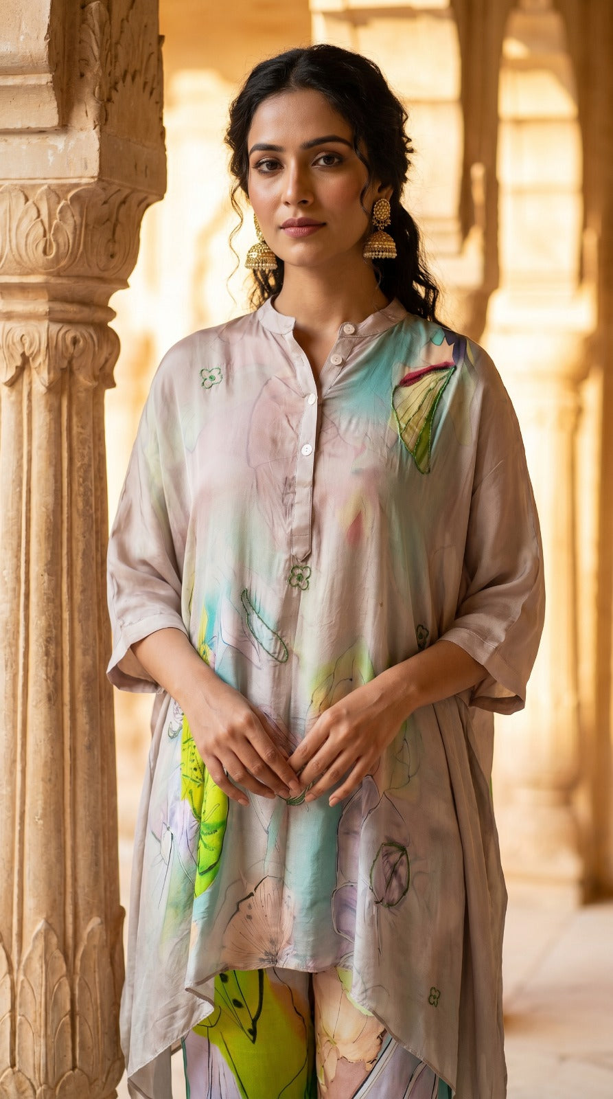 Pastel Watercolour Crepe Silk Co-Ord Set