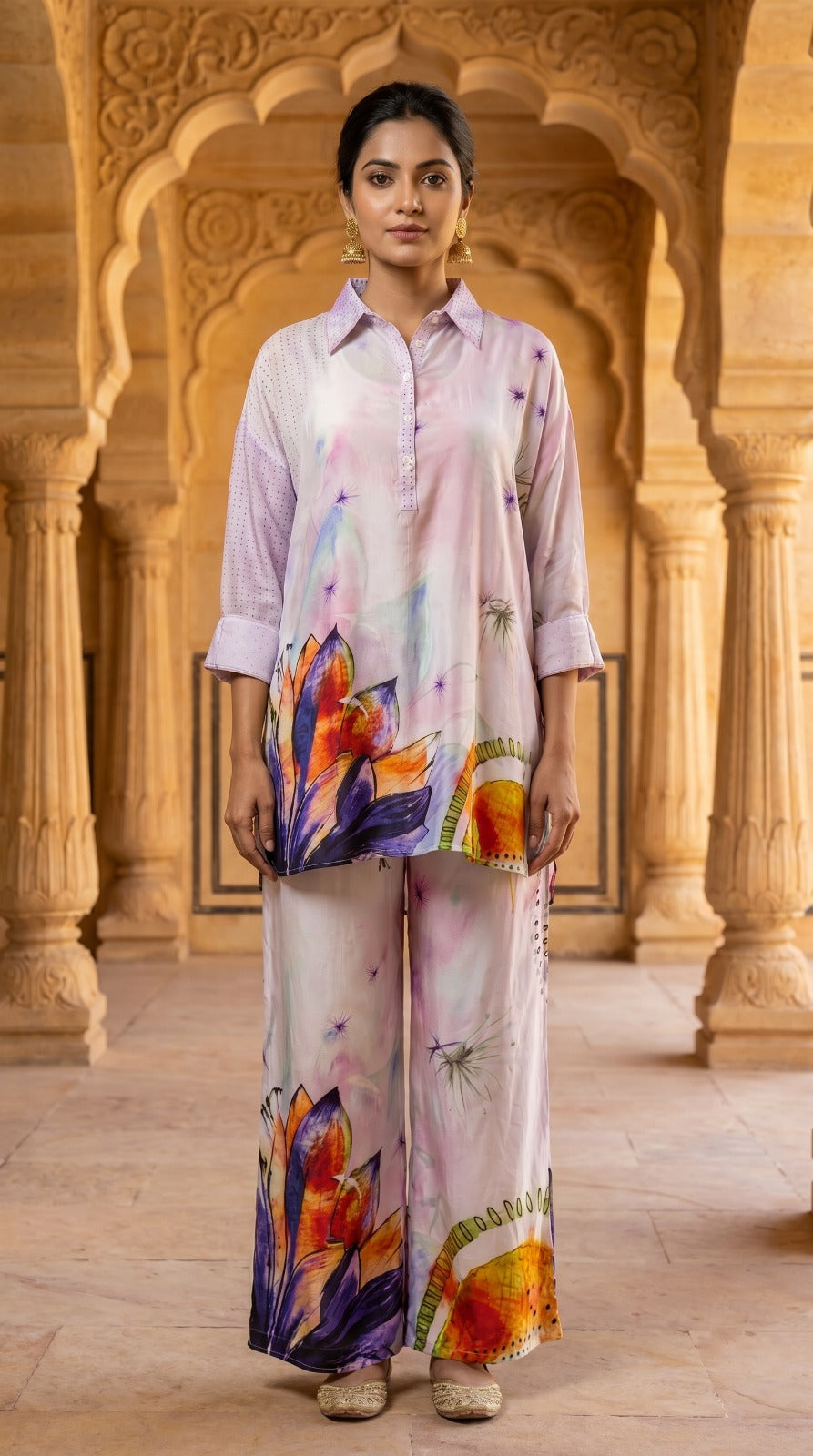 Pastel Bloom Crepe Silk Co-ord Set