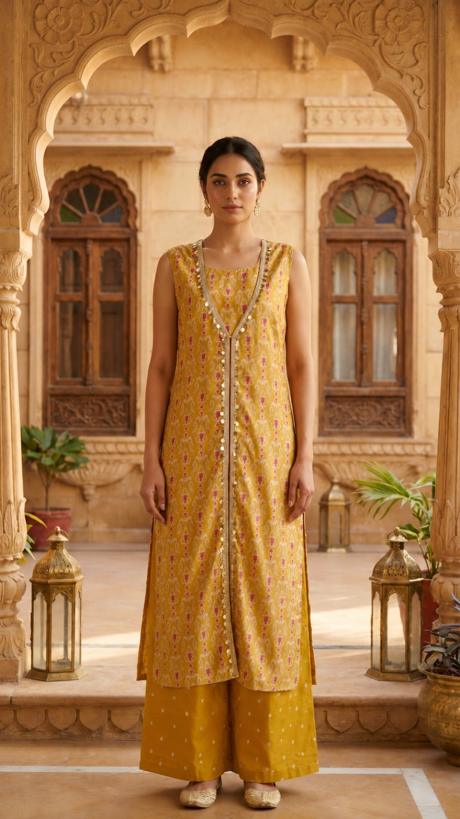Mustard Lace Muslin Co-ord Set