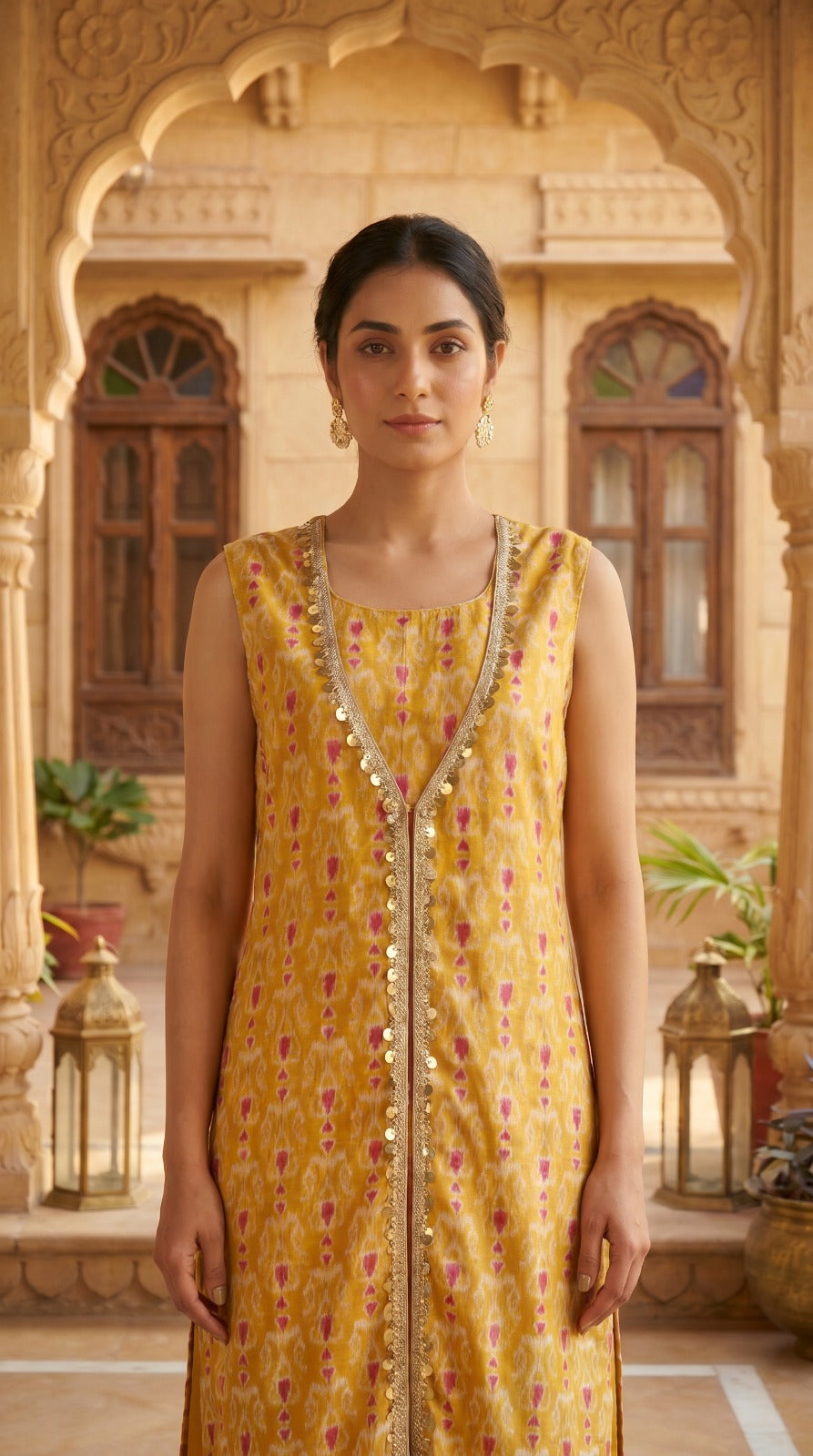 Mustard Lace Muslin Co-ord Set