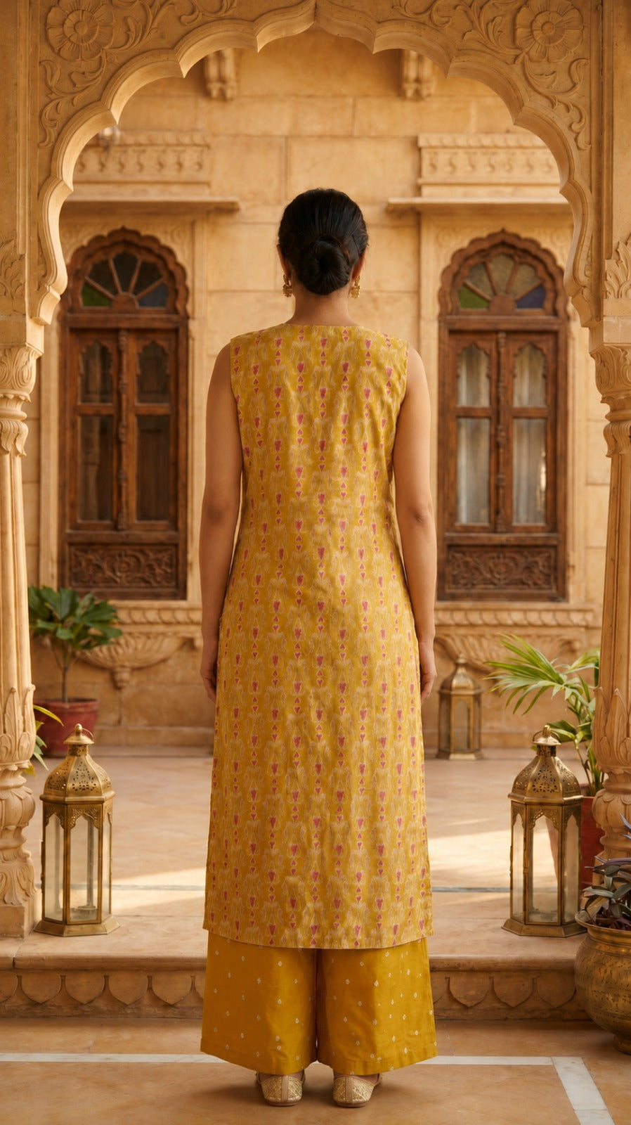 Mustard Lace Muslin Co-ord Set