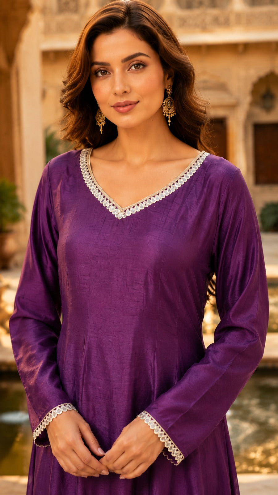 Crafted From Dolla Silk Anarkali Kurta Set Purple