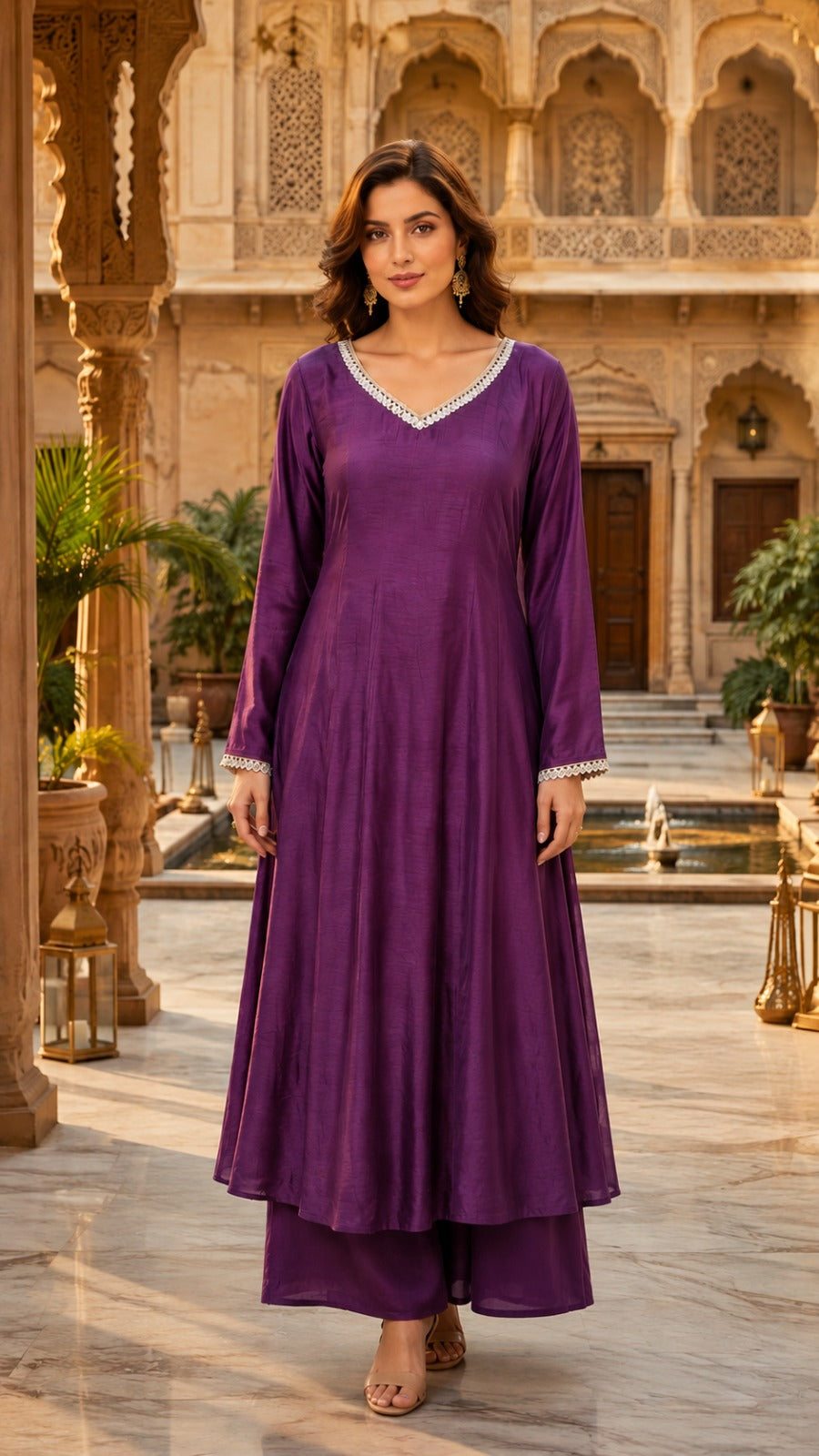Crafted From Dolla Silk Anarkali Kurta Set Purple