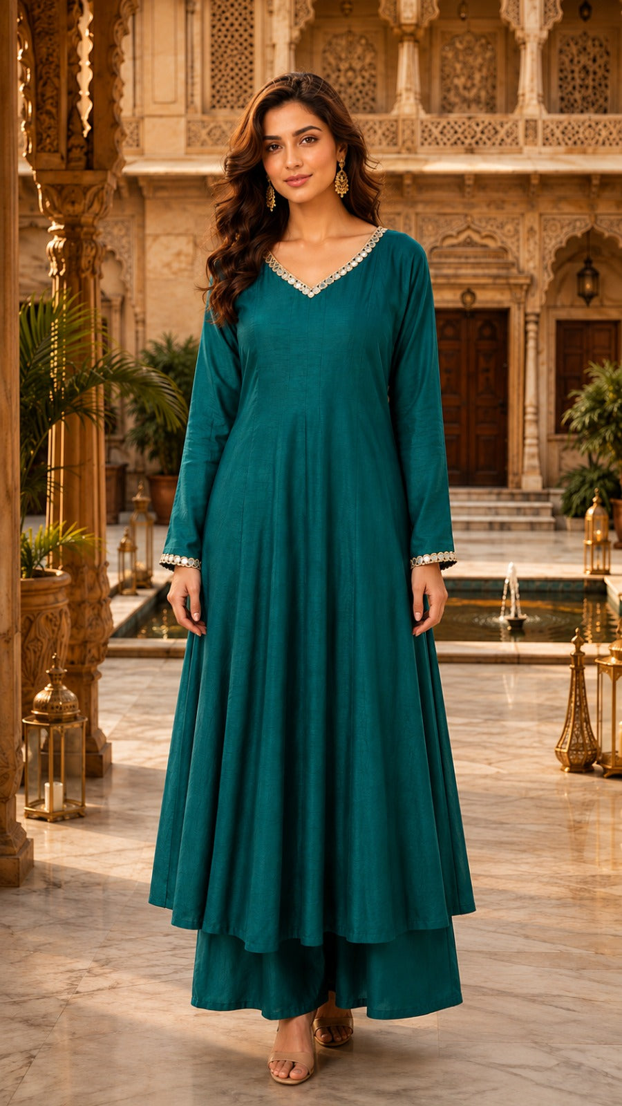 Crafted From Dolla Silk Anarkali Kurta Set Green