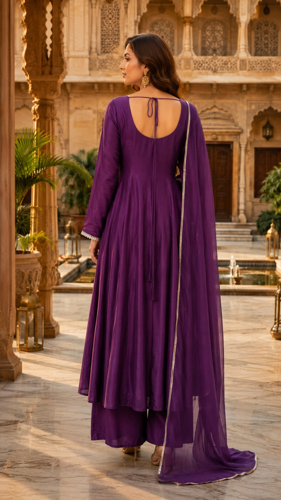 Crafted From Dolla Silk Anarkali Kurta Set Purple