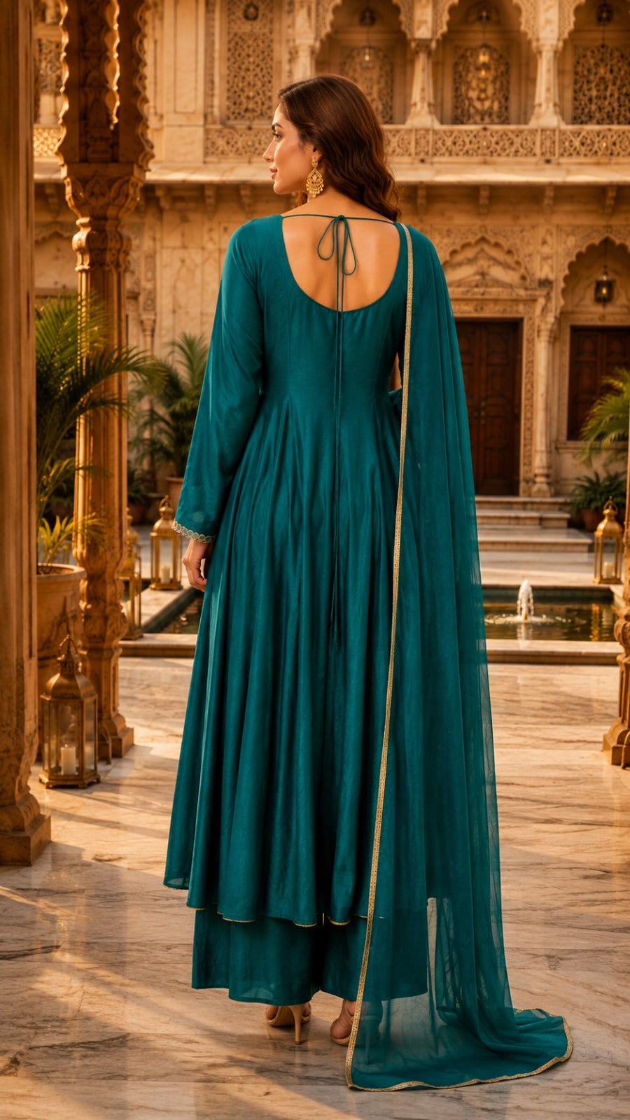 Crafted From Dolla Silk Anarkali Kurta Set Green