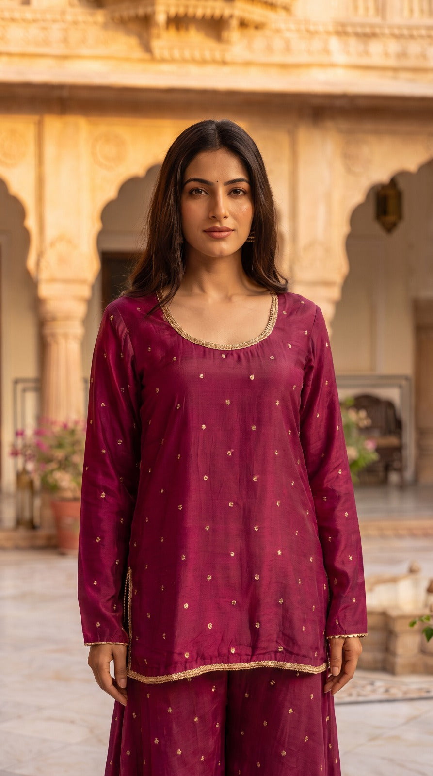 Plazzo Kurta Set Premium Silk Banarasi Butti