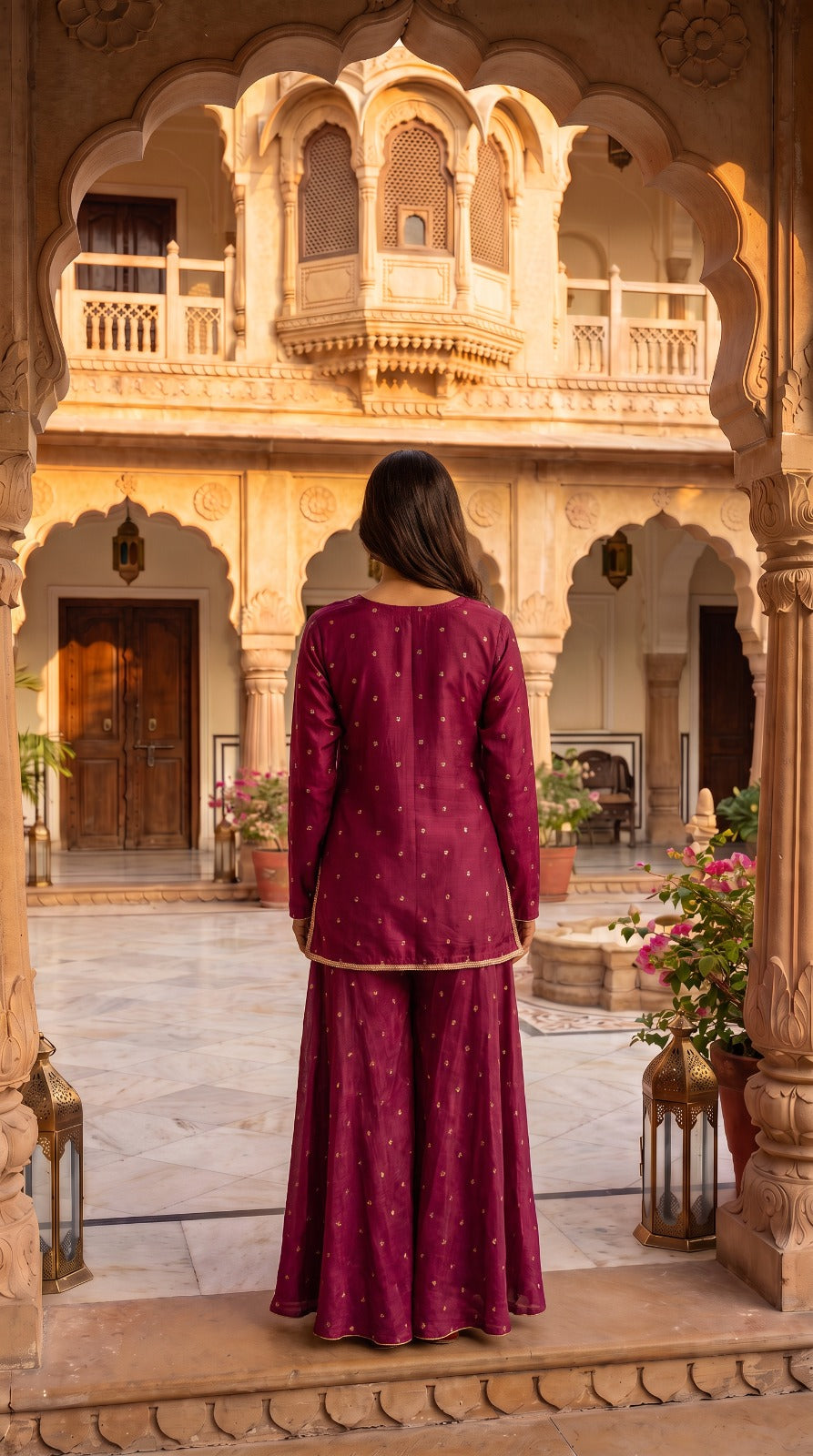 Plazzo Kurta Set Premium Silk Banarasi Butti