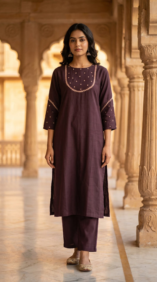 Slub Muslin Kurta Set