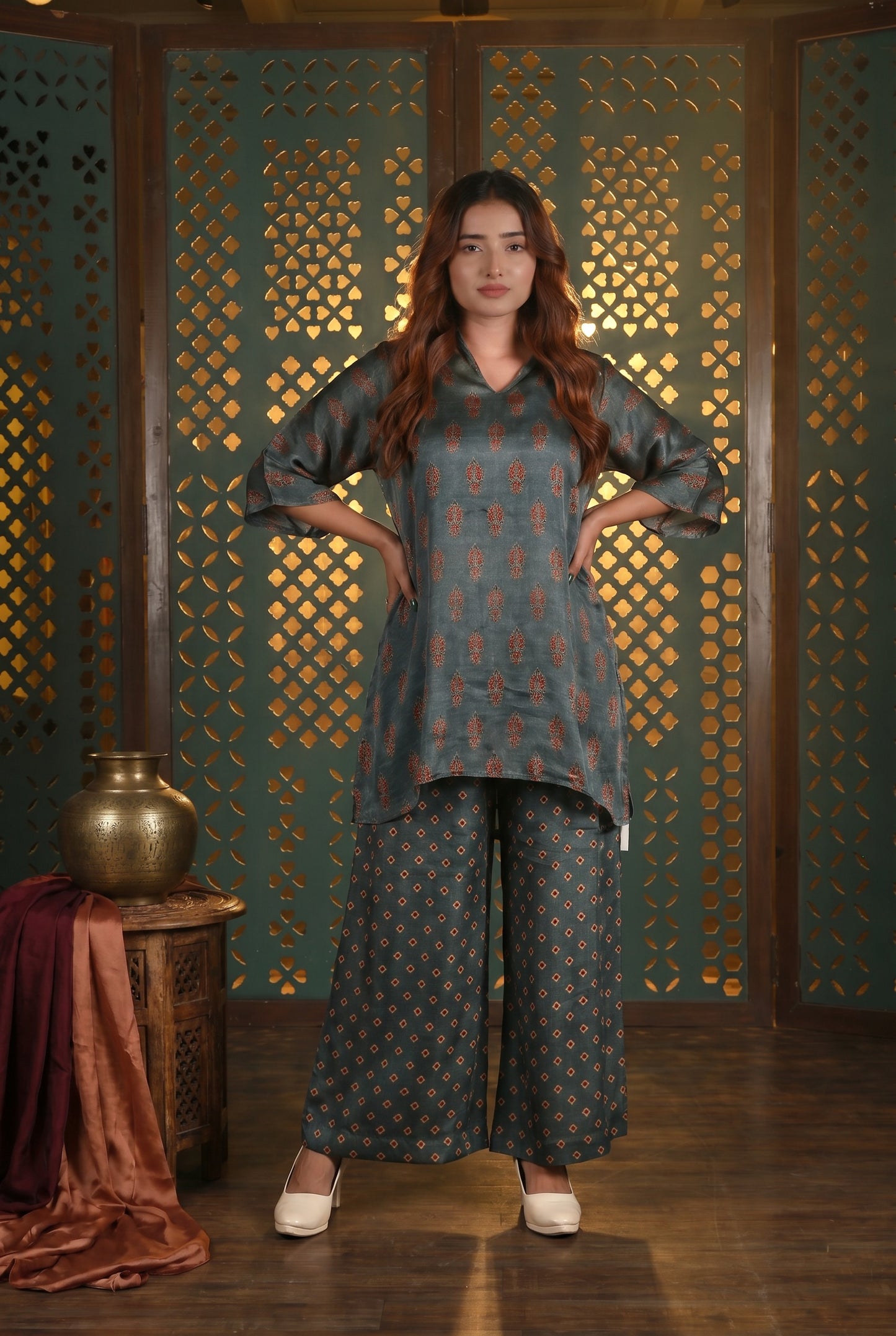 Muted Grey Printed Co-Ord Set
