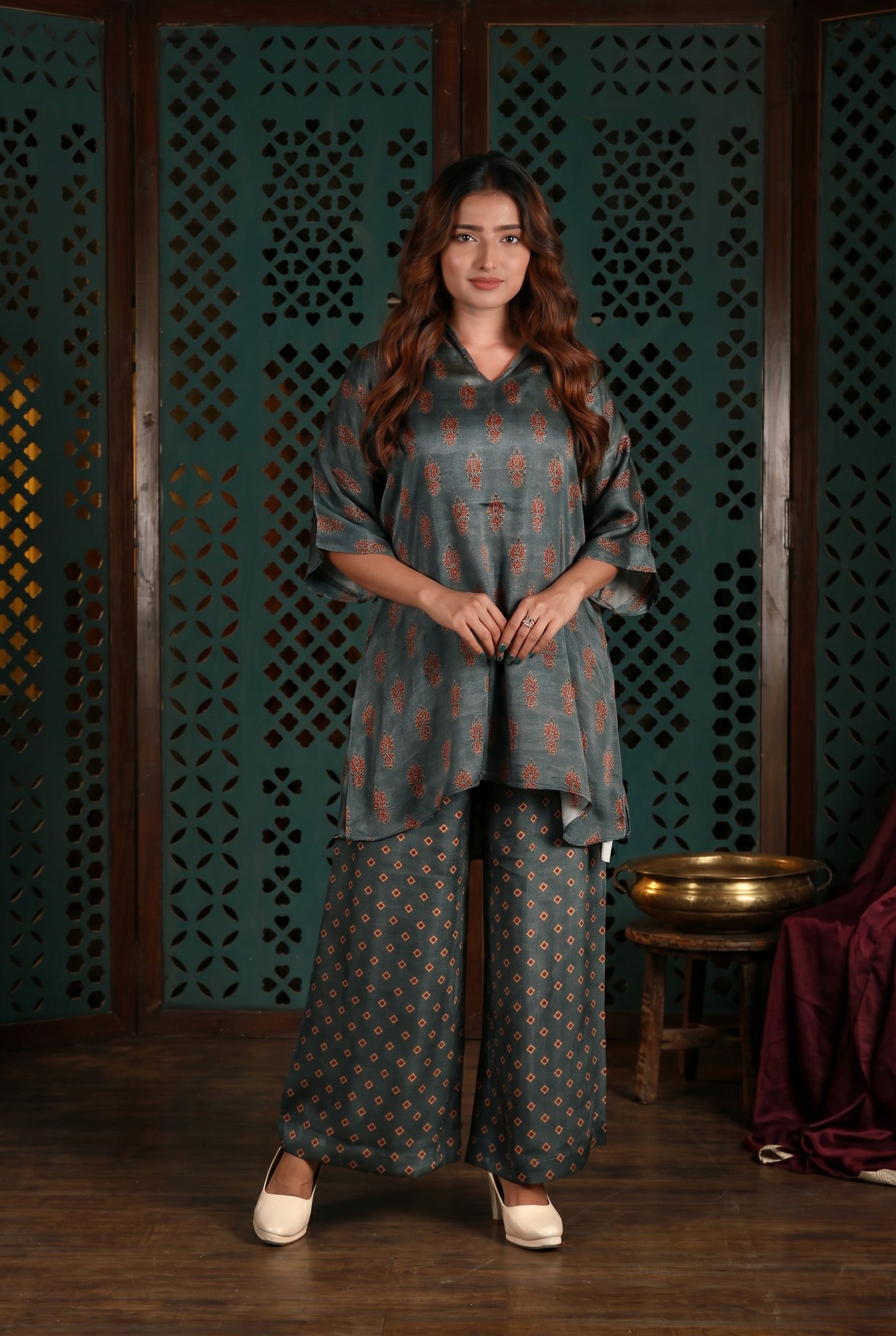 Muted Grey Printed Co-Ord Set