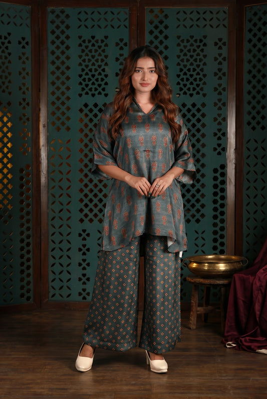 Muted Grey Printed Co-Ord Set