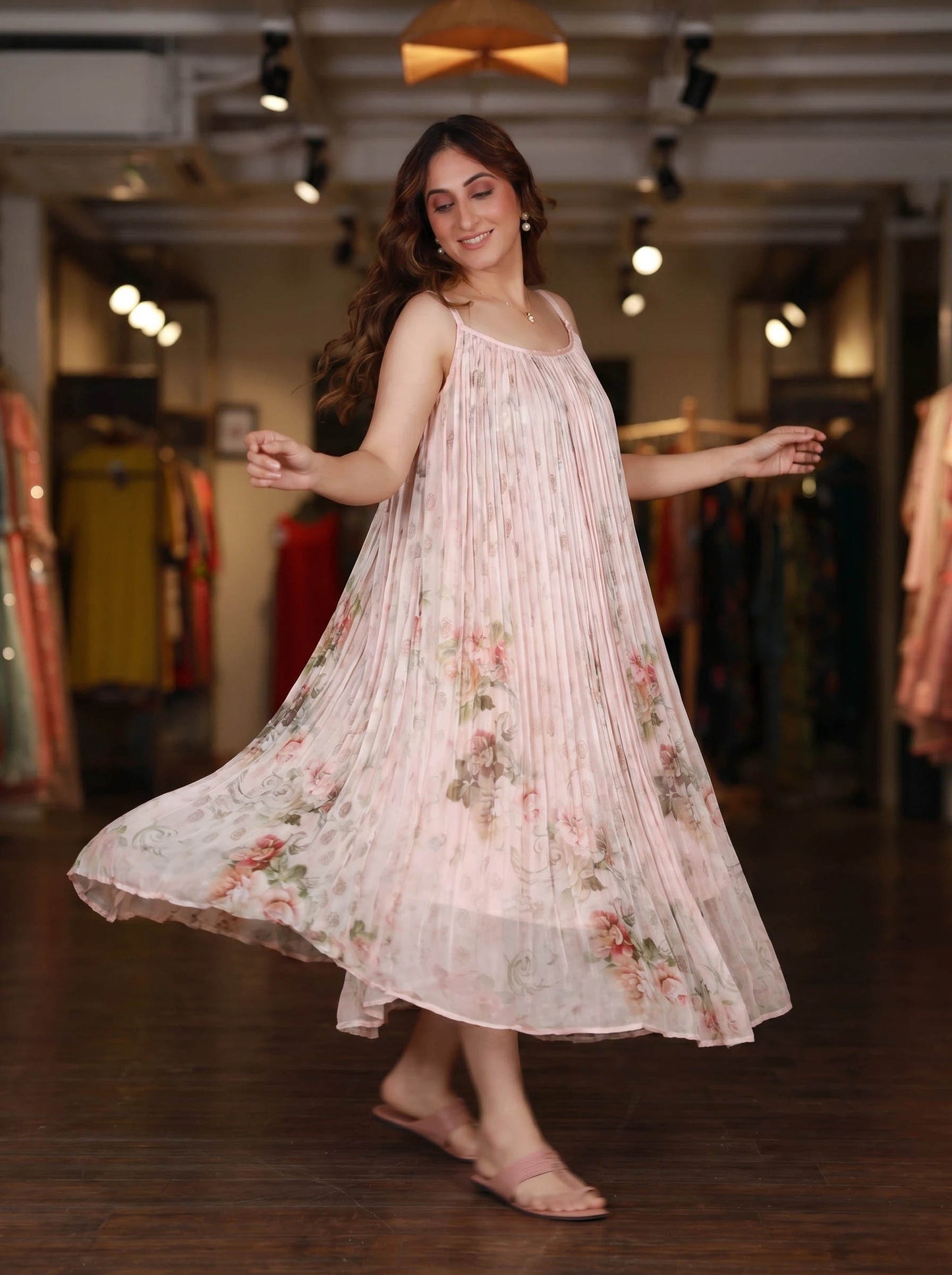 Blush Pink Flowy Maxi Dress