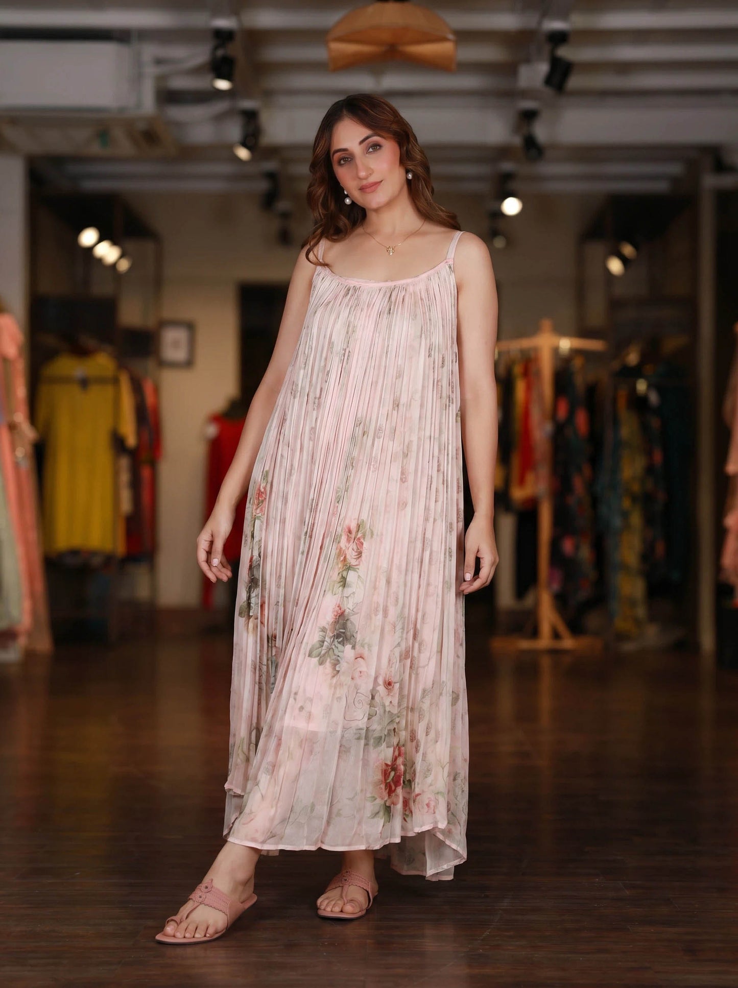 Blush Pink Flowy Maxi Dress