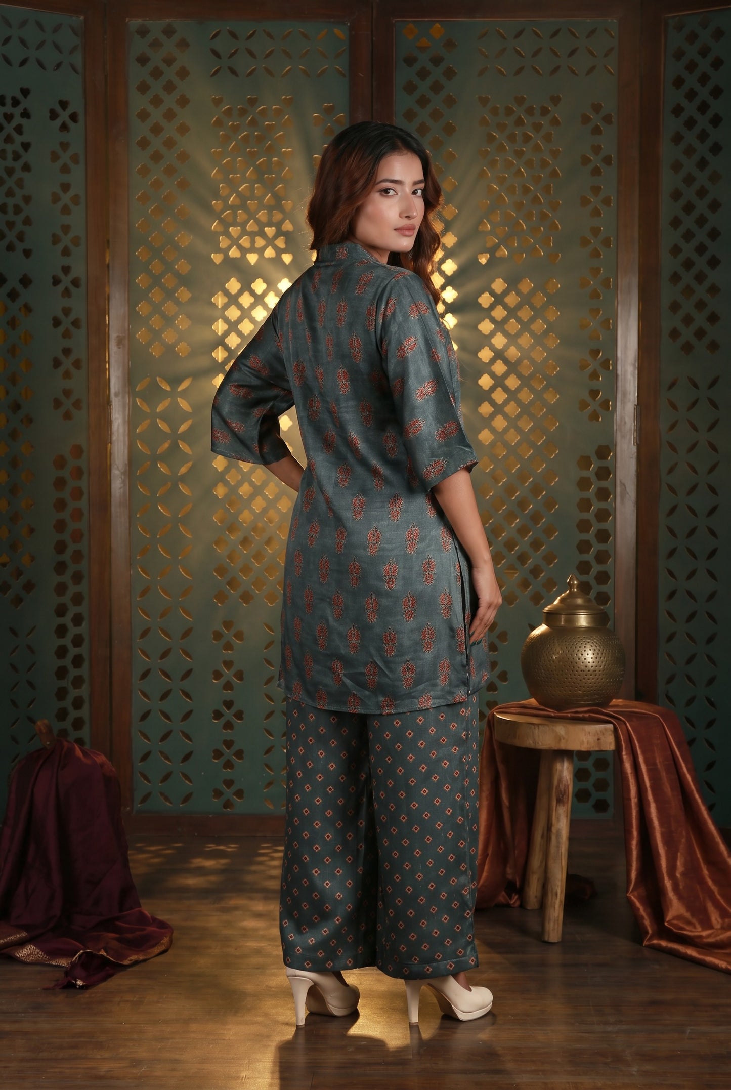 Muted Grey Printed Co-Ord Set