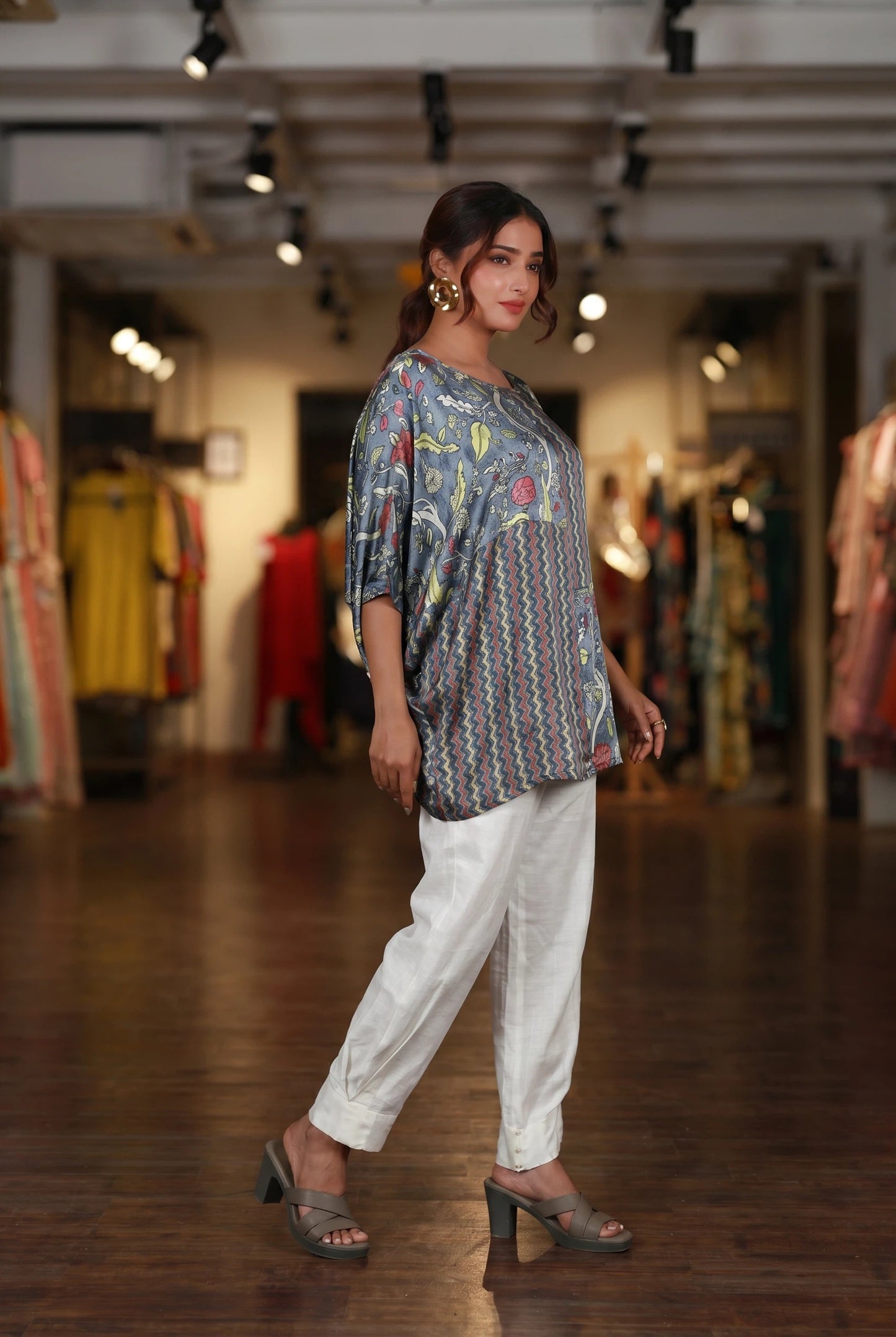Multi-print Kaftan-style Top