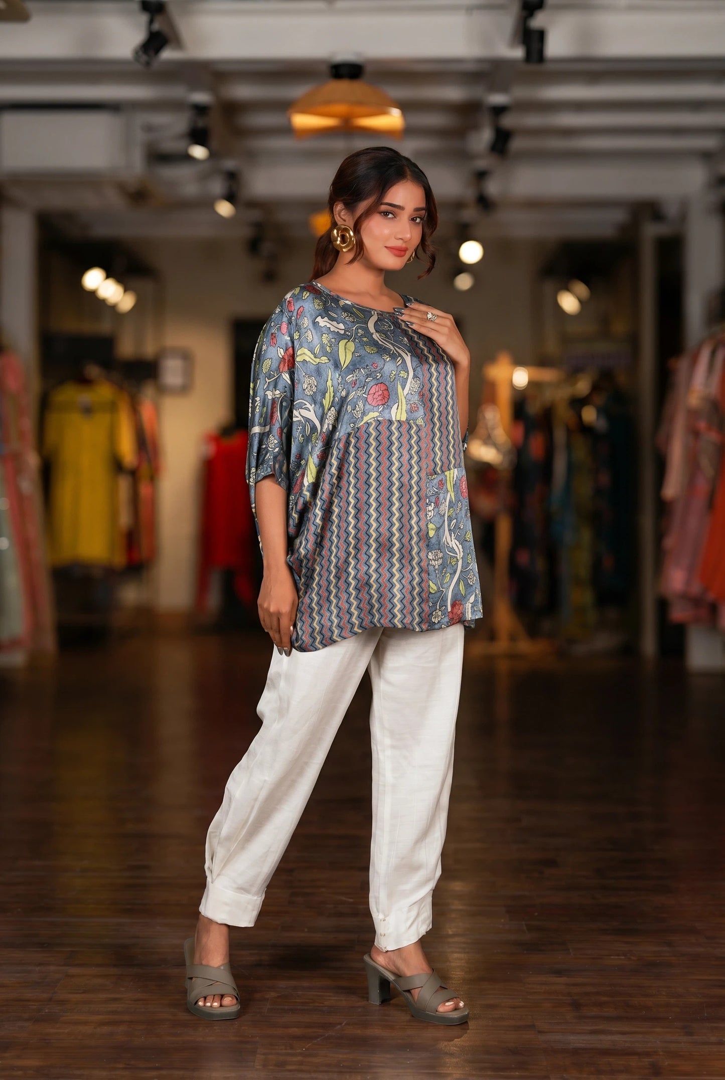 Multi-print Kaftan-style Top