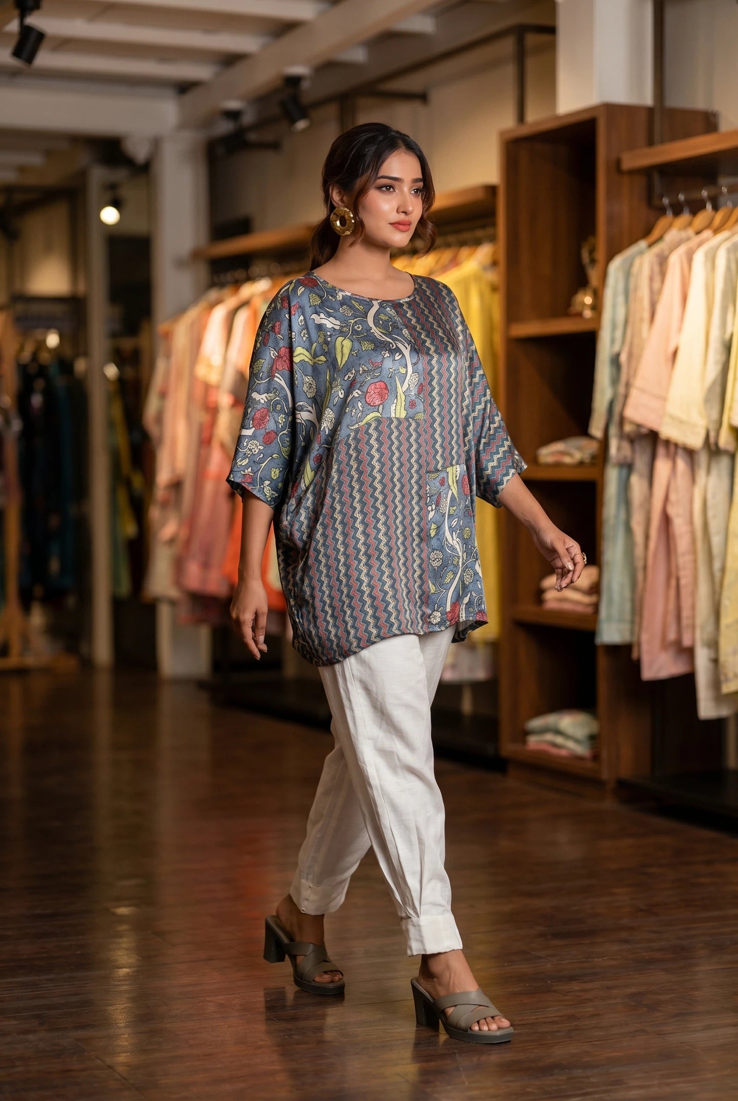 Multi-print Kaftan-style Top