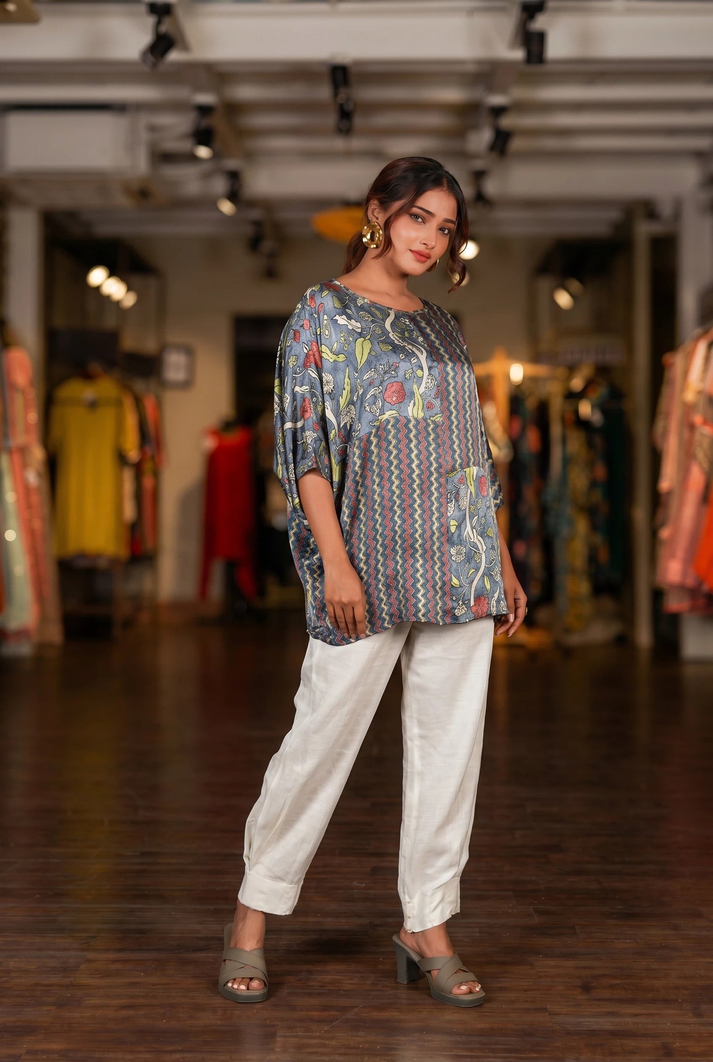 Multi-print Kaftan-style Top