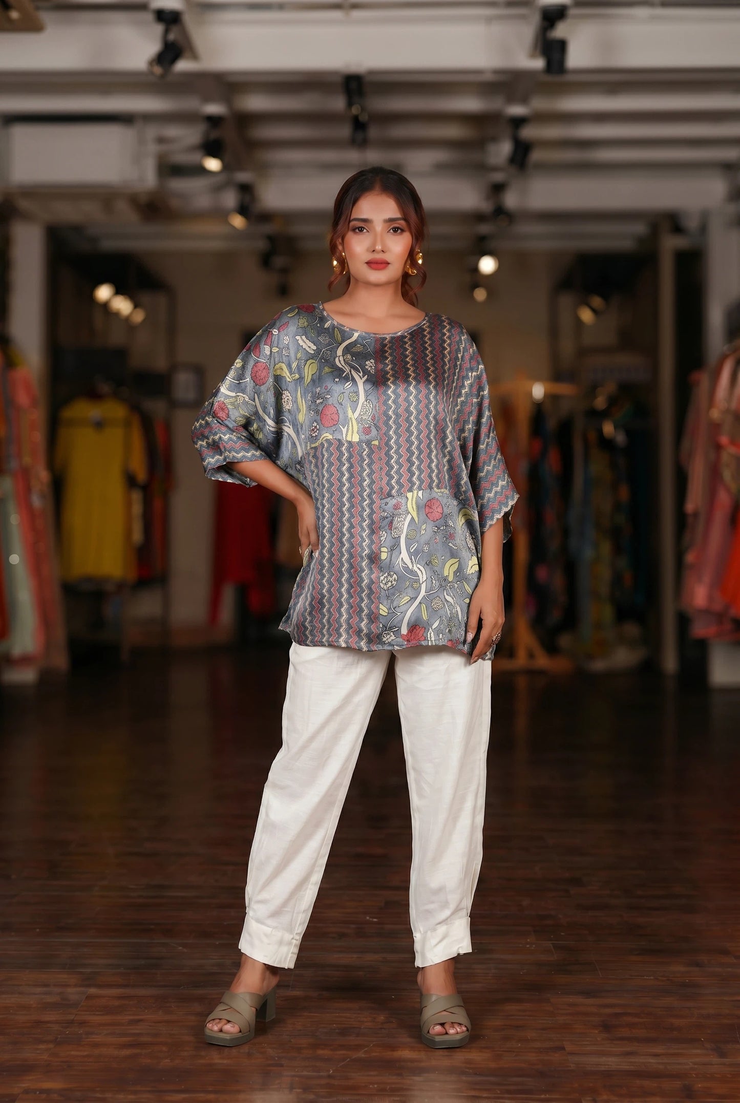 Multi-print Kaftan-style Top