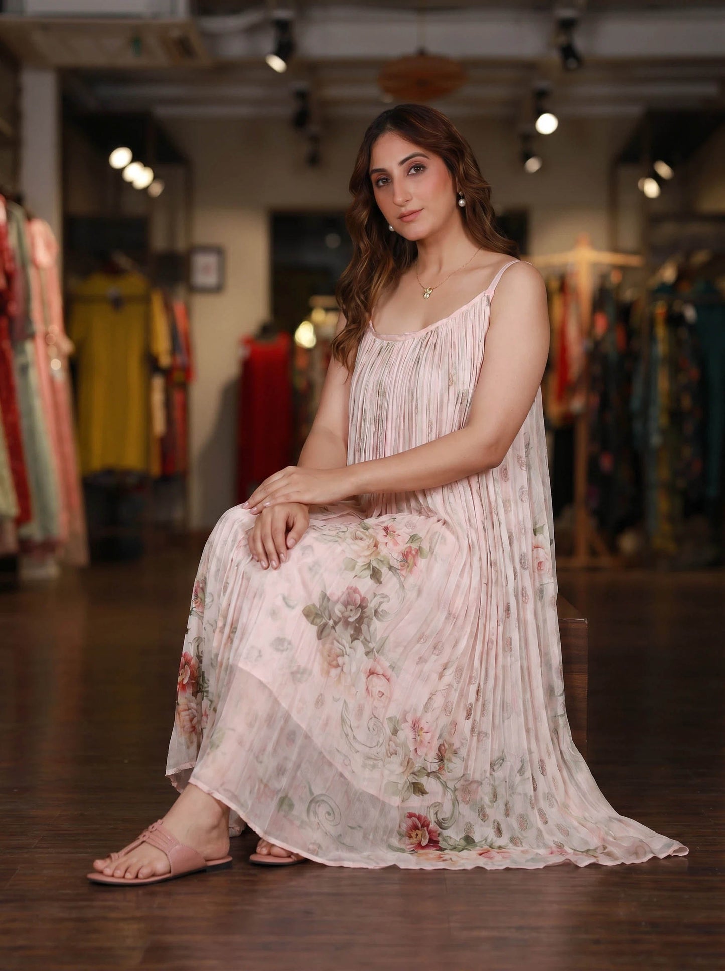 Blush Pink Flowy Maxi Dress